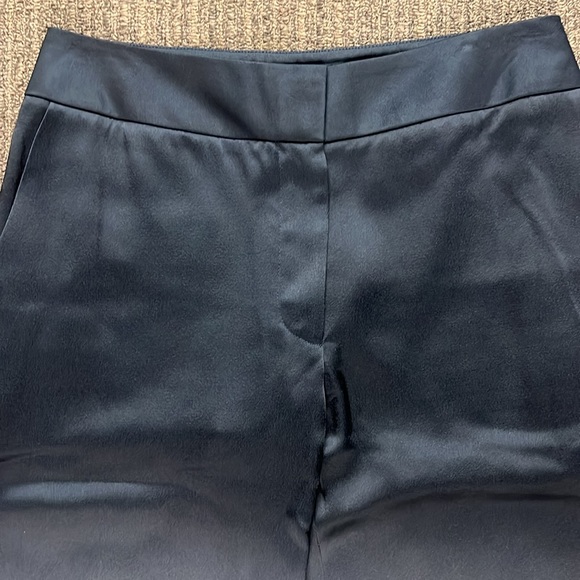 MONSE navy poly blend silky wide leg cropped pajama style pant. - Picture 3 of 6